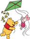 Pooh, Piglet flying a kite