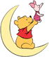 Pooh and Piglet sitting on a crescent moon