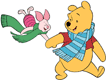 Pooh, Piglet wearing scarves