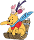 Winnie the Pooh and Piglet sledding