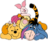 Pooh, Piglet, Tigger, Eeyore posing