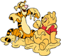 Tigger, Pooh covered in honey