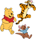 Pooh, Tigger, Roo running