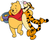 Winnie the Pooh and Tigger walking side by side