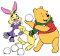 Pooh, Rabbit snowball fight