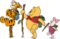 Pooh, Piglet, Tigger hiking