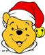 Winnie the Pooh wearing Santa hat