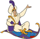 Prince Ali sitting on magic flying carpet