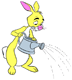 Rabbit watering his garden