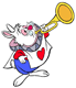 White Rabbit blowing the bugle