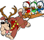 Huey, Dewey, Louie in sled