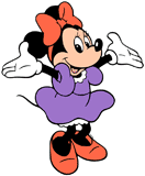 Minnie Mouse wearing a purple dress