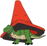 Rex under a traffic cone