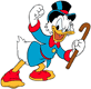 Scrooge waving his fist angrily