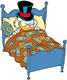 Scrooge sleeping in money bed