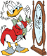 Scrooge in front of the mirror