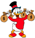 Scrooge lifting weights