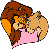 Simba and Nala inside a heart