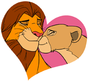 Simba & Nala nuzzling inside a heart