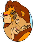 Simba and Nala cuddling