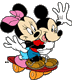 Mickey, Minnie on skateboard