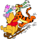 Pooh, Tigger, Piglet sledding