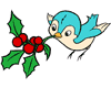Bird holding mistletoe