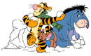 Tigger, Eeyore, Roo snowball fight