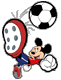 Mickey Mouse playing soccer