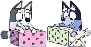 Muffin & Socks opening Christmas presents