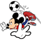 Mickey Mouse playing soccer
