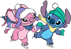 Stitch & Angel ice skating