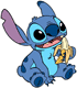 Stitch eating a banana