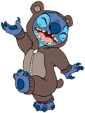 Stitch wearing a bear costume