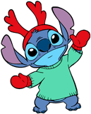 Stitch wearing reindeer antlers