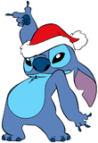 Stitch wearing a Santa hat