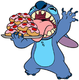 Stitch eating a platter of cookies