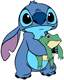 Stitch holding a frog