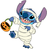 Stitch dressed as a mummy for Halloween