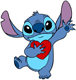 Stitch holding a heart