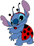 Stitch dressed as a ladybug