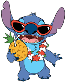 Stitch drinking from a pineapple