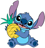 Stitch holding a pineapple
