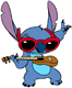 Stitch playing the ukulele