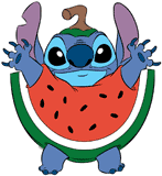 Stitch dressed up like a watermelon