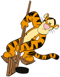 Tigger playing hockey