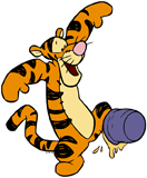 Tigger with his foot stuck in a honeypot
