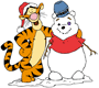 Tigger standing next to snowman Pooh