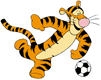 Playing soccer