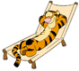 Tigger relaxing on long chair